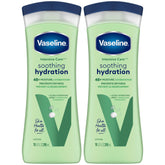 Vaseline Soothing Hydration Aloe Soothe — bouteille aloe, hydratation durable pour peau sèche.