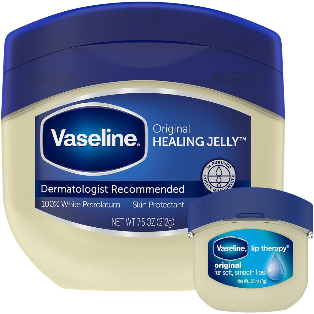Vaseline Original Healing Jelly dans son pot de 7,5 oz offrant hydratation durable.