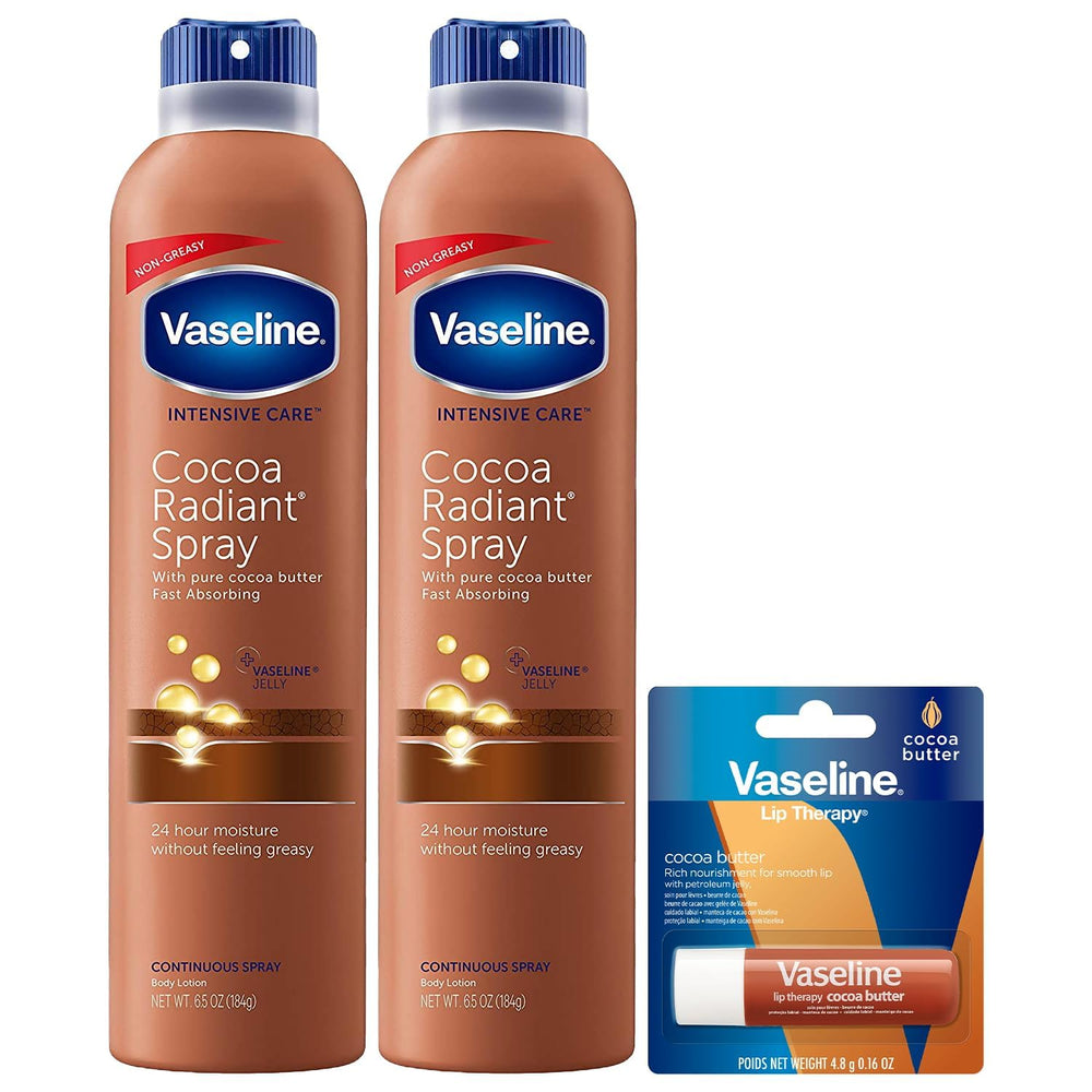 Vaseline Cocoa Radiant Spray, deux bouteilles pour une hydratation rapide de la peau sèche
