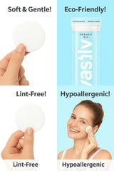 Vastliv coton bio hypoallergénique, parfait pour démaquillage en douceur.