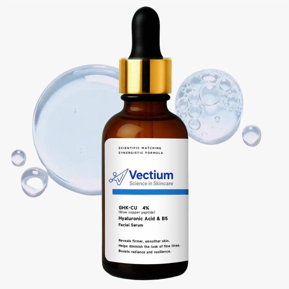Vectium Sérum Bleu-Cuivre - Bouteille élégante et hydratation durable pour la peau