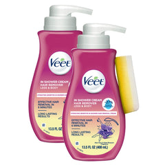 Veet crème épilation sensible avec aloé véra, douceur et hydratation après application.