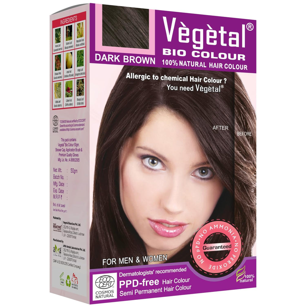 Vegetal – teinte brun foncé et kit complet prêt à l’emploi pour une coloration facile