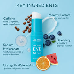 VELAMO ADVANCED caffeine formula targets dark circles and puffiness for a refreshed look.