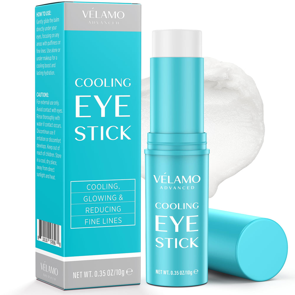 VELAMO ADVANCED Cooling Eye Stick packaging for on-the-go hydration.