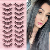 Cils Veleasha bandes transparentes, 10 paires, look naturel et durable.