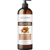 Velona huile d'argan pur en bouteille, soin naturel pour peau et cheveux.