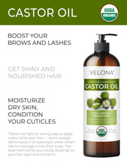 Velona huile de ricin biologique – goutte d'huile pour hydratation capillaire.
