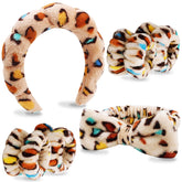 Bandeau spa VELSCRUN imprimé leopard, confortable pour le soin du visage.