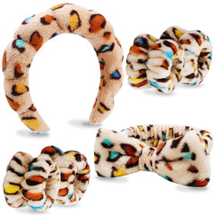 Bandeau spa VELSCRUN imprimé leopard, confortable pour le soin du visage.