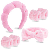 VELSCRUN bandeau spa rose-noeud-papillon, confort durable pour le lavage du visage.