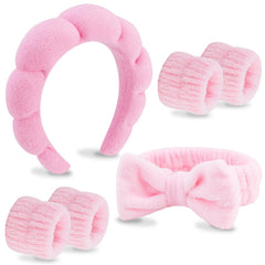 VELSCRUN bandeau spa rose-noeud-papillon, confort durable pour le lavage du visage.
