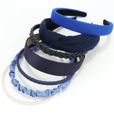 VELSCRUN bandeau bleu marine avec noeud et perles, maintien confortable.