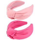 VELSCRUN ensemble de deux bandeaux satin noeud rose et rouge, confortables au quotidien.