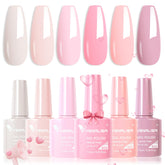 V VENALISA Hema-Free pink gel nail polish bottles showing six color options