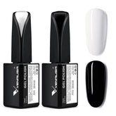 VENALISA kit vernis gel noir et blanc 15ml pour décor durable