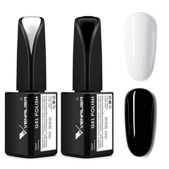 VENALISA kit vernis gel noir et blanc 15ml pour décor durable
