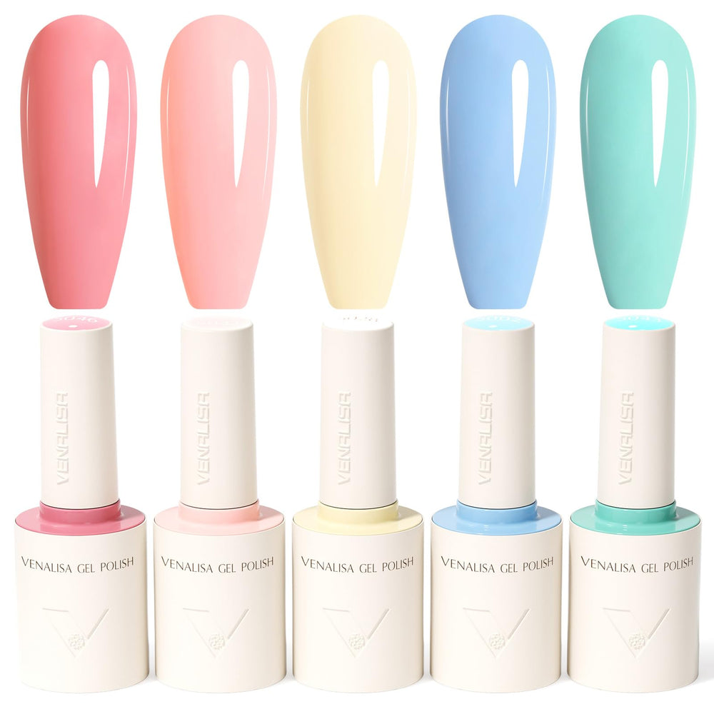 VENALISA ensemble vernis gel 10 ml rose-jaune-bleu, palette complète pour nail art à domicile