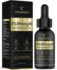 Sérum Venanoci Minoxidil 5% en flacon, soutien potentiel à la croissance des cheveux.