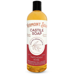 Vermont Castile Patchouli Rose : bouteille, soin polyvalent pour peau sensible et cheveux