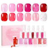 Beetles Gel Polish Valentine Love's Prism, ensemble de 12 couleurs pour ongles festifs.
