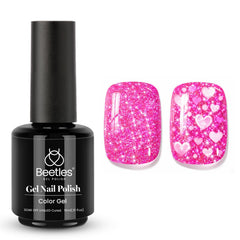 Beetles Gel Polish paillettes Valentine rose, vernis durable et éclatant.
