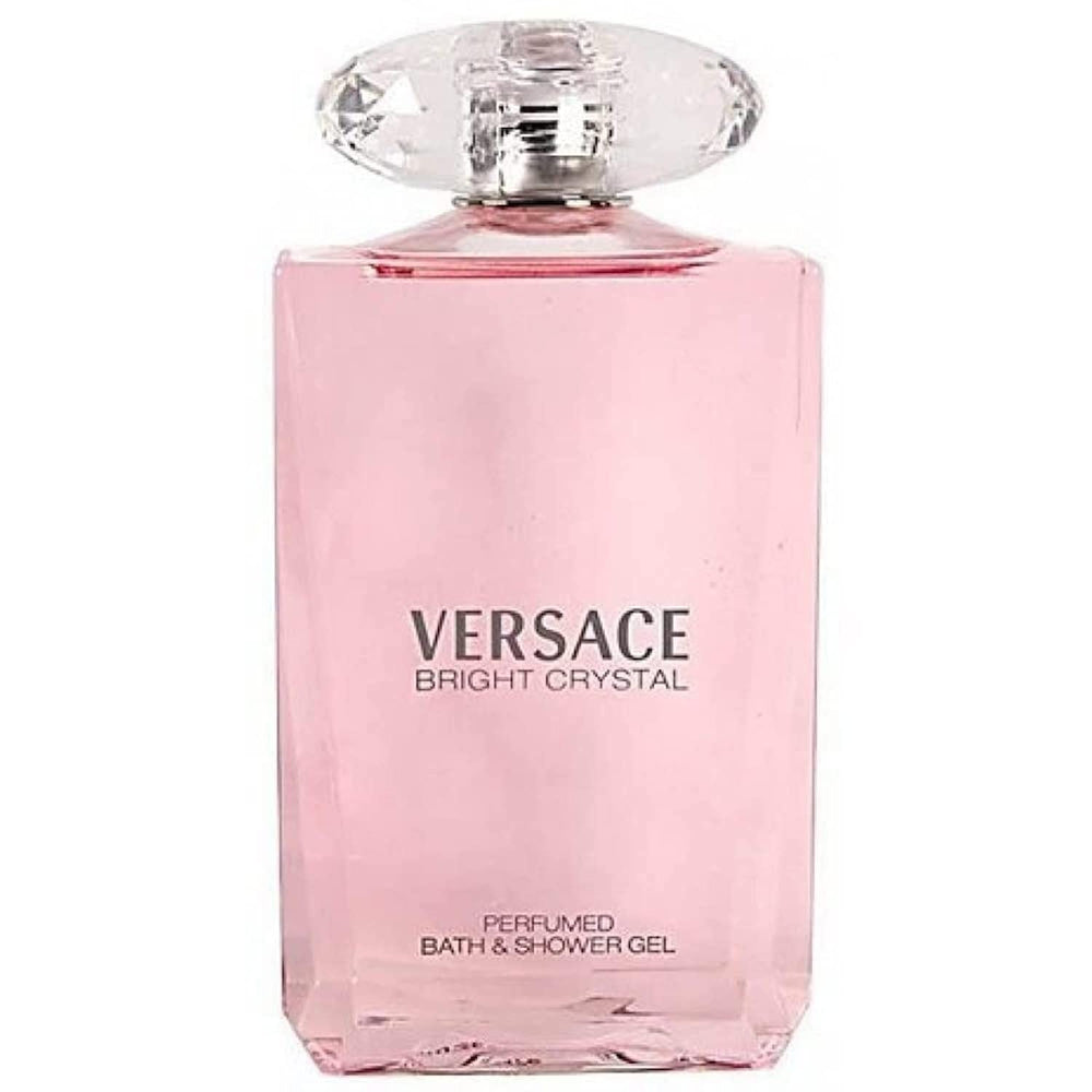 Bouteille Versace Bright Crystal, gel douche parfumé réveillant les sens et hydratant légèrement