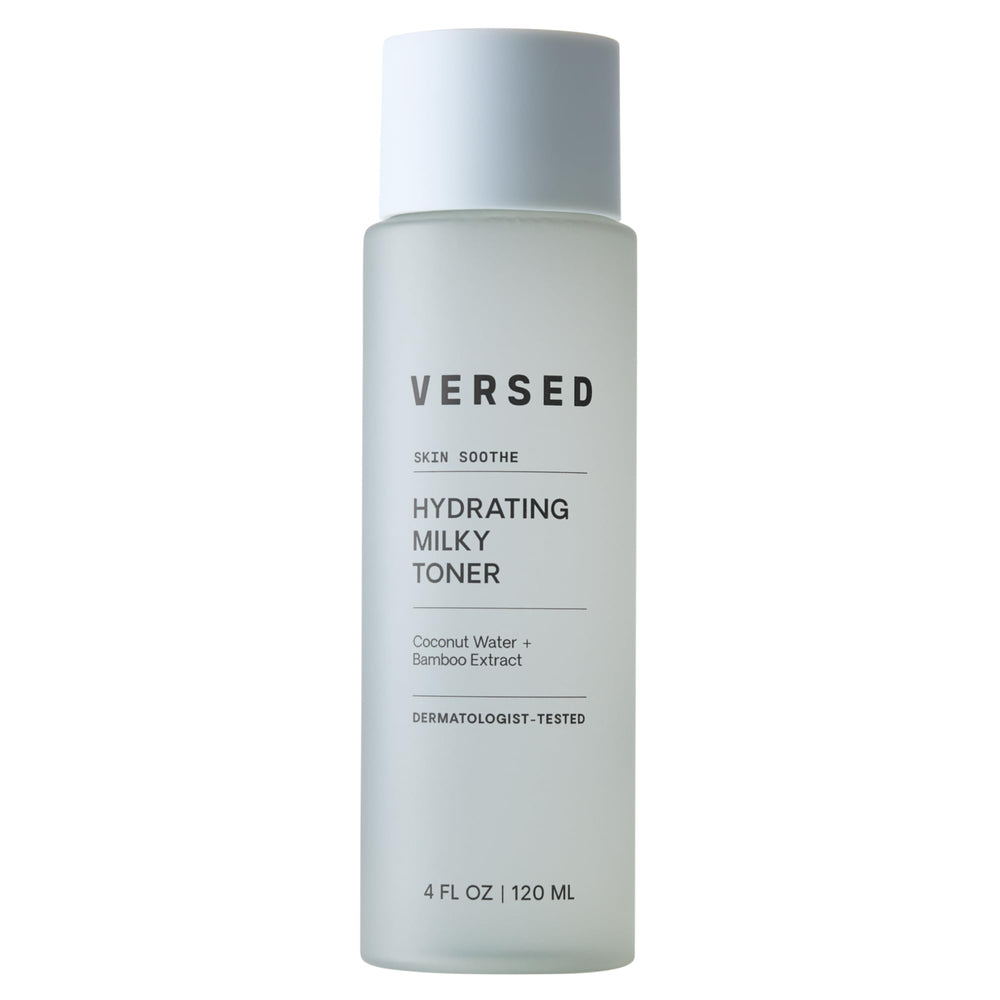 Versed bouteille tonique lait hydratant prête à préparer la peau.