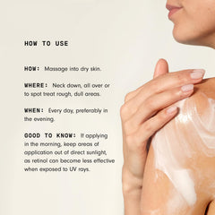 Versed Press Restart Lotion pour le corps, texture non grasse qui pénètre sans film gras.