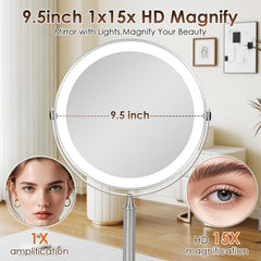Miroir VESAUR 9,5'' avec grossissement 15x pour détails nets.
