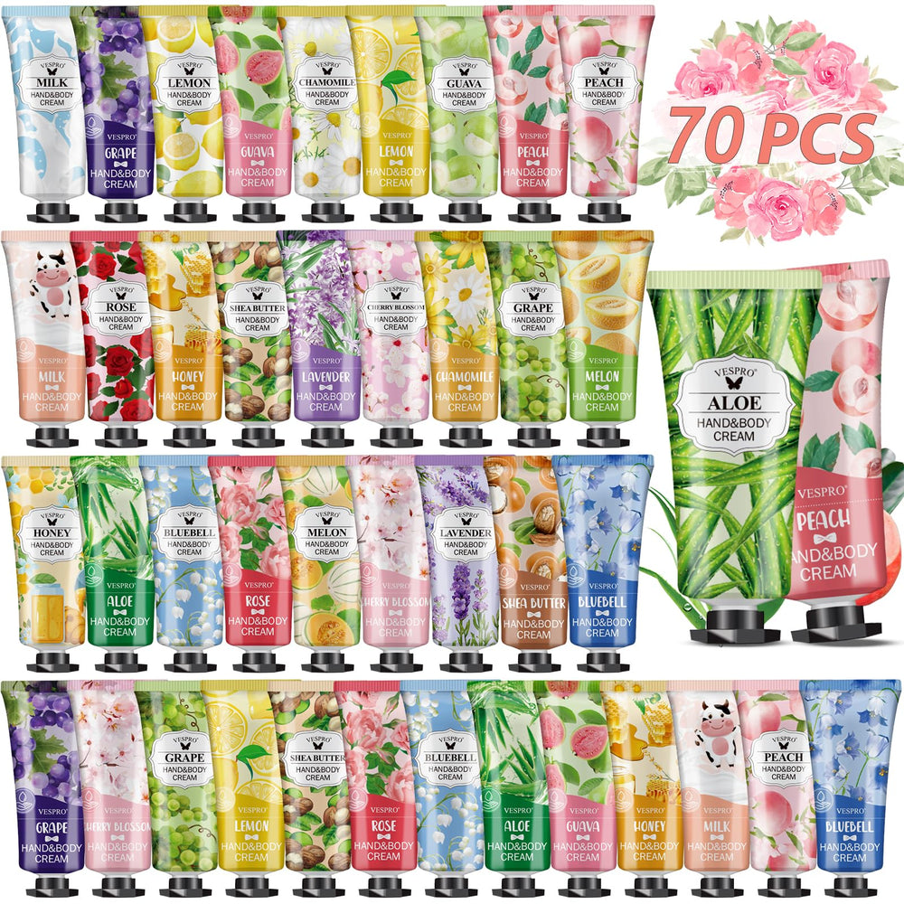 VESPRO ensemble-crèmes-mains-70-pack offre hydratation durable et choix de parfums.