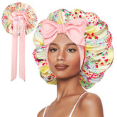 Vettres bonnet satin doublé patchwork fraise protège les boucles et l'hydratation nocturne