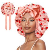 Bonnet Vettres en satin, motif fraises, protège cheveux pendant la nuit