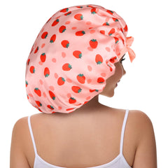 Vettres bonnet satin ajustable, motif fraises, tenue nocturne sans glissement