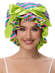 Vettres chapeau-douche-satin idéal pour garder les cheveux au sec sans frottement.
