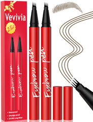Crayon sourcils Vevivia Beauty à 4 pointes brun foncé pour un look naturel