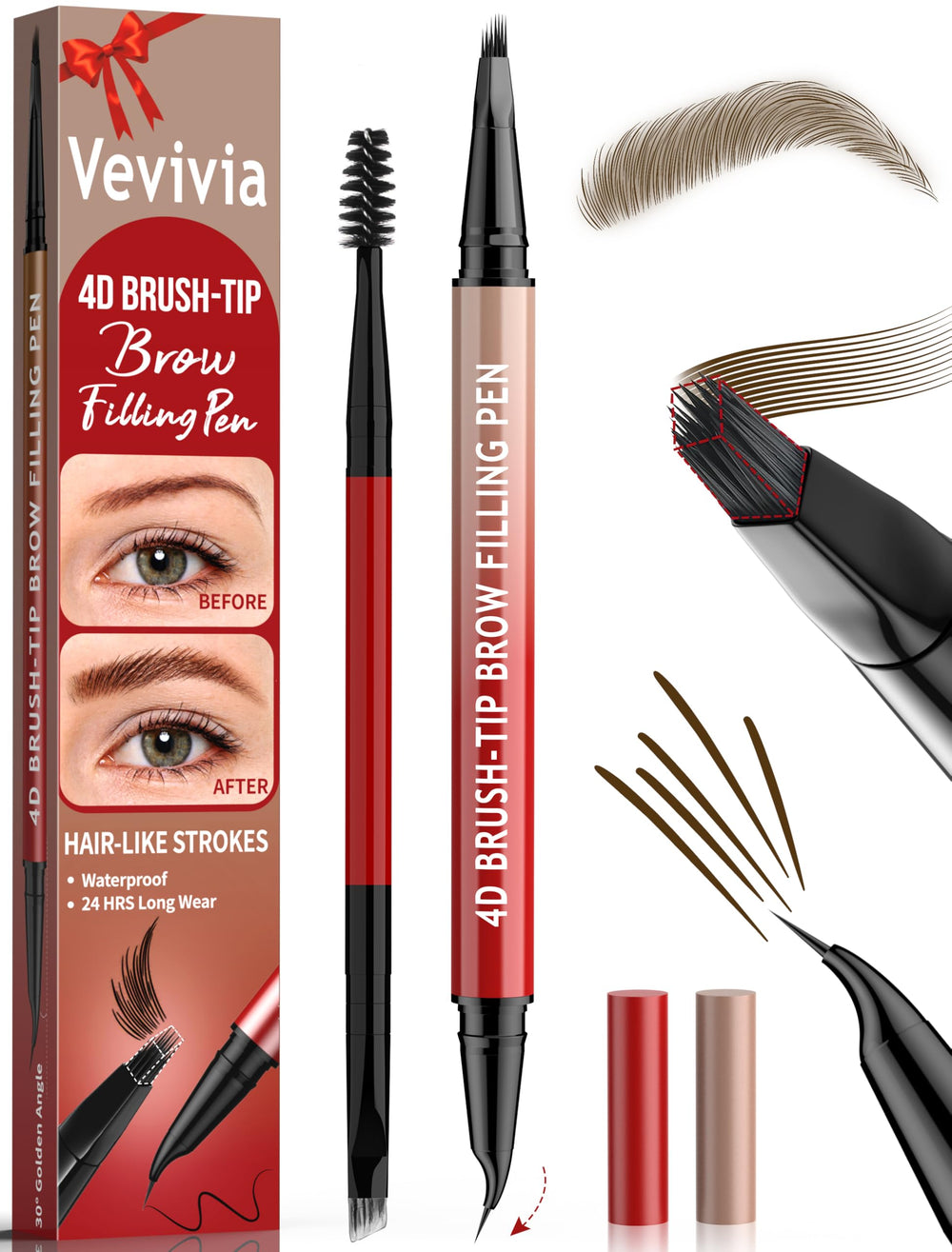 Crayon sourcils Vevivia avec brosse 4D pour traits naturels et structurés
