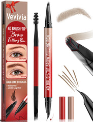 Crayon sourcils Vevivia avec brosse 4D et pointe courbée pour un effet poil à poil.