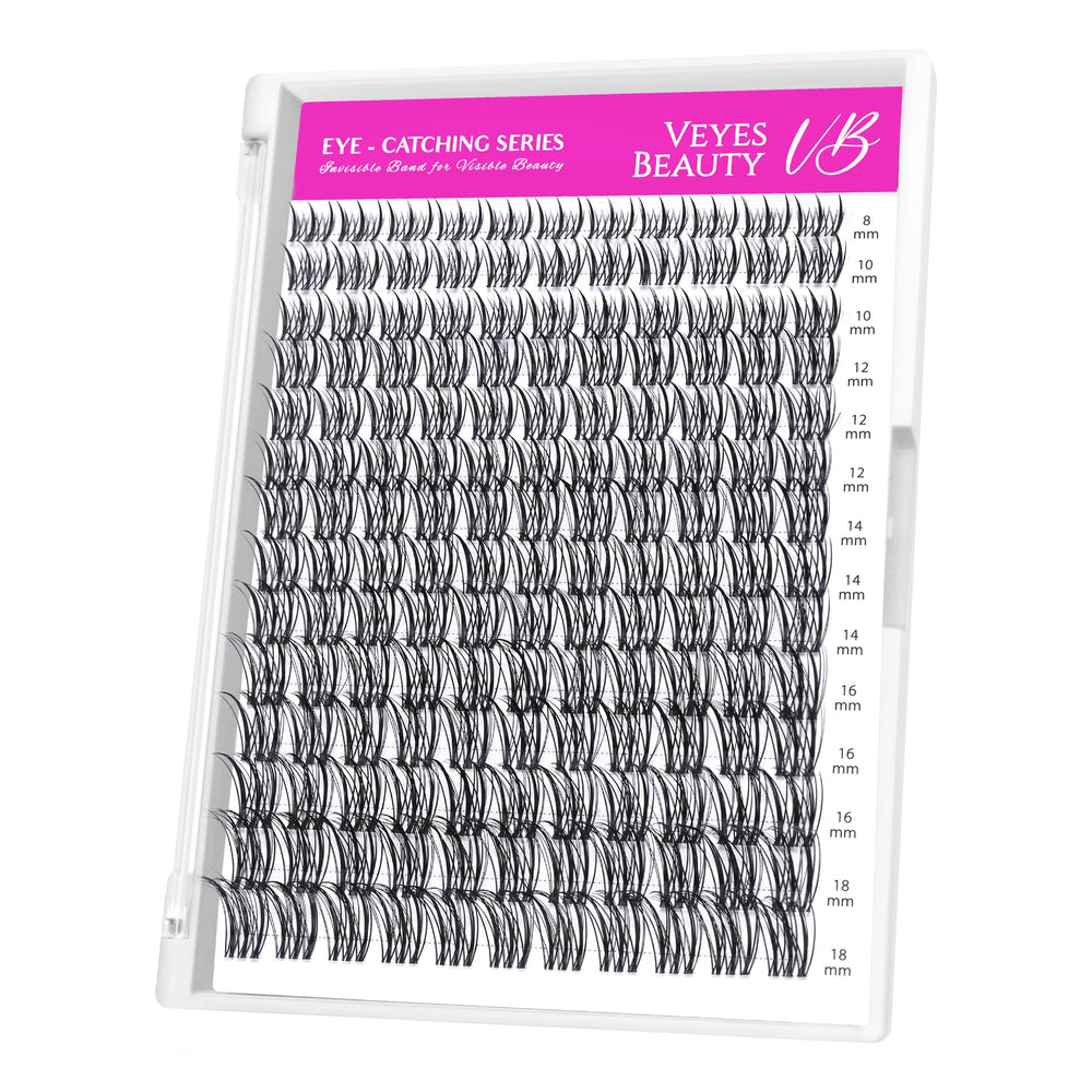 VEYESBEAUTY clusters cils bande invisible 8-18 mm pour regard naturel et structuré