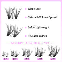 VEYESBEAUTY clusters cils bandes minces douces offrant un port confortable.