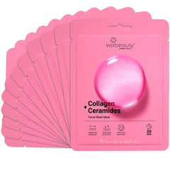 VIABEAUTY masque visage collagene ceramides 12-sachets: soin hydratant et raffermissant.