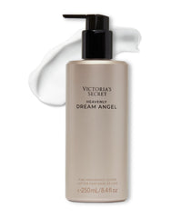 Victoria's Secret Dream Angel fragrance lotion bottle highlighting the woody gourmand scent.
