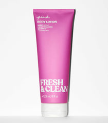 Victoria's Secret Pink Fresh & Clean lotion pump close-up for easy application.
