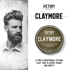 Claymore Victory Barber & Brand : pot de pomade avec fini mat pour un style robuste.