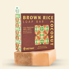 VIETNAT Savon riz brun et lait de coco 2en1 – exfoliation douce pour une peau nette.