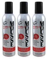 Vigorol Mousse Curls, lot de 3 bouteilles, pratique pour les routines capillaires quotidiennes.