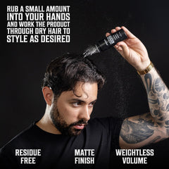 Application simple du spray sel marin pour cheveux homme, préparation rapide du style.