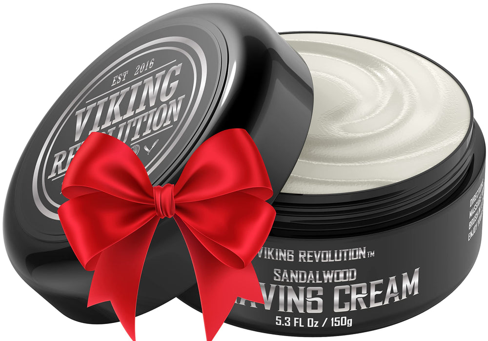 Viking Revolution crème de rasage santal – mousse riche pour peau douce.