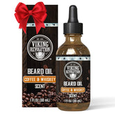 Huile barbe Café Whisky Viking Revolution en bouteille pour nourrir et parfumer durablement.