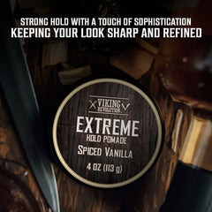 Viking Revolution Pomade Vanille Épicée — fixation durable pour styles texturés.